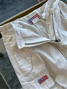 UFO White Cargo Pants with Flag Patch